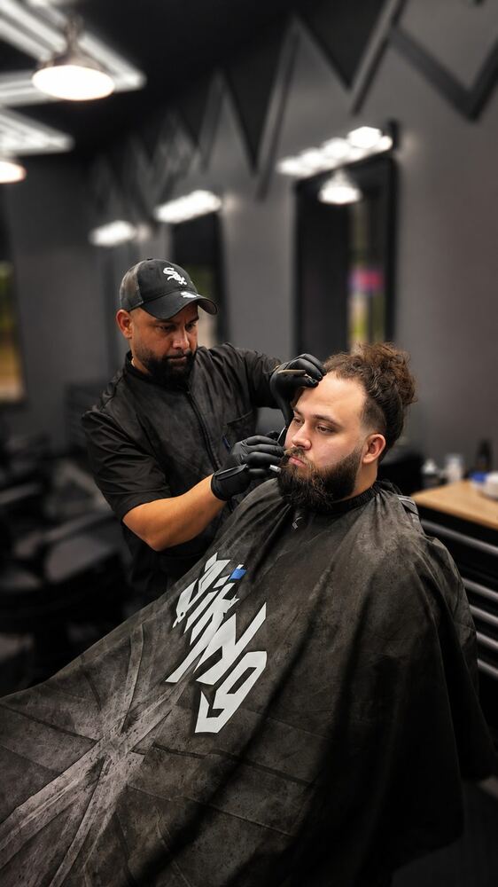 Sharp haircut finish at Viking Barber Studio